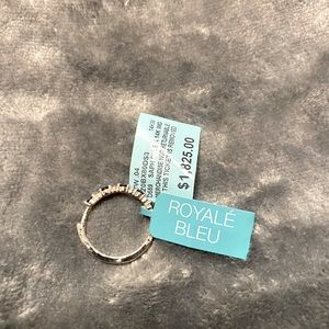 Effy Royale Bleu Sapphire and Diamond 14k white gold hoop earrings